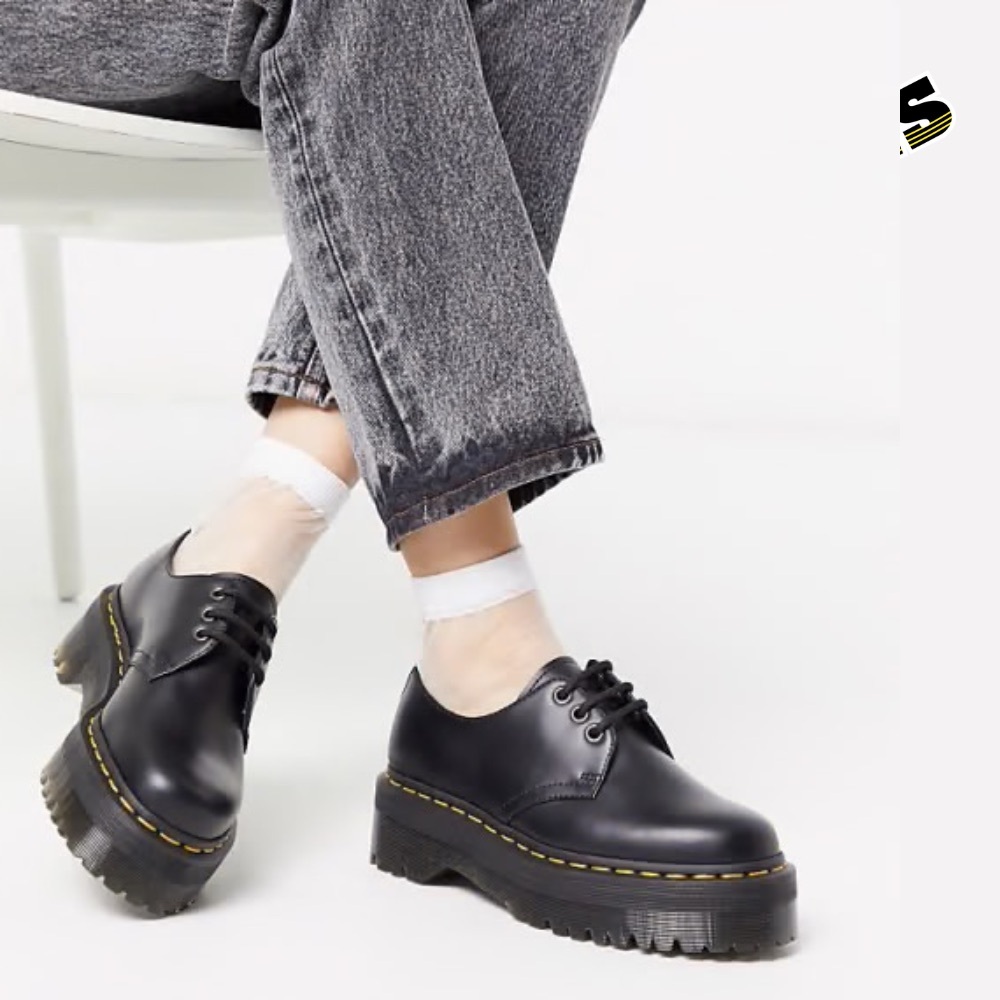 NWOT Dr. Martens Holly Platform Oxford Black Buttero Leather Quad Sole Size 5 - Picture 4 of 11